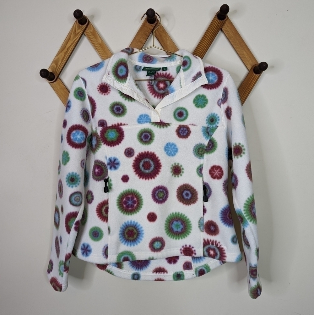 L.L. Bean Vintage Polartec Starburst Geometric T-Snap Fleece Pullover - Small